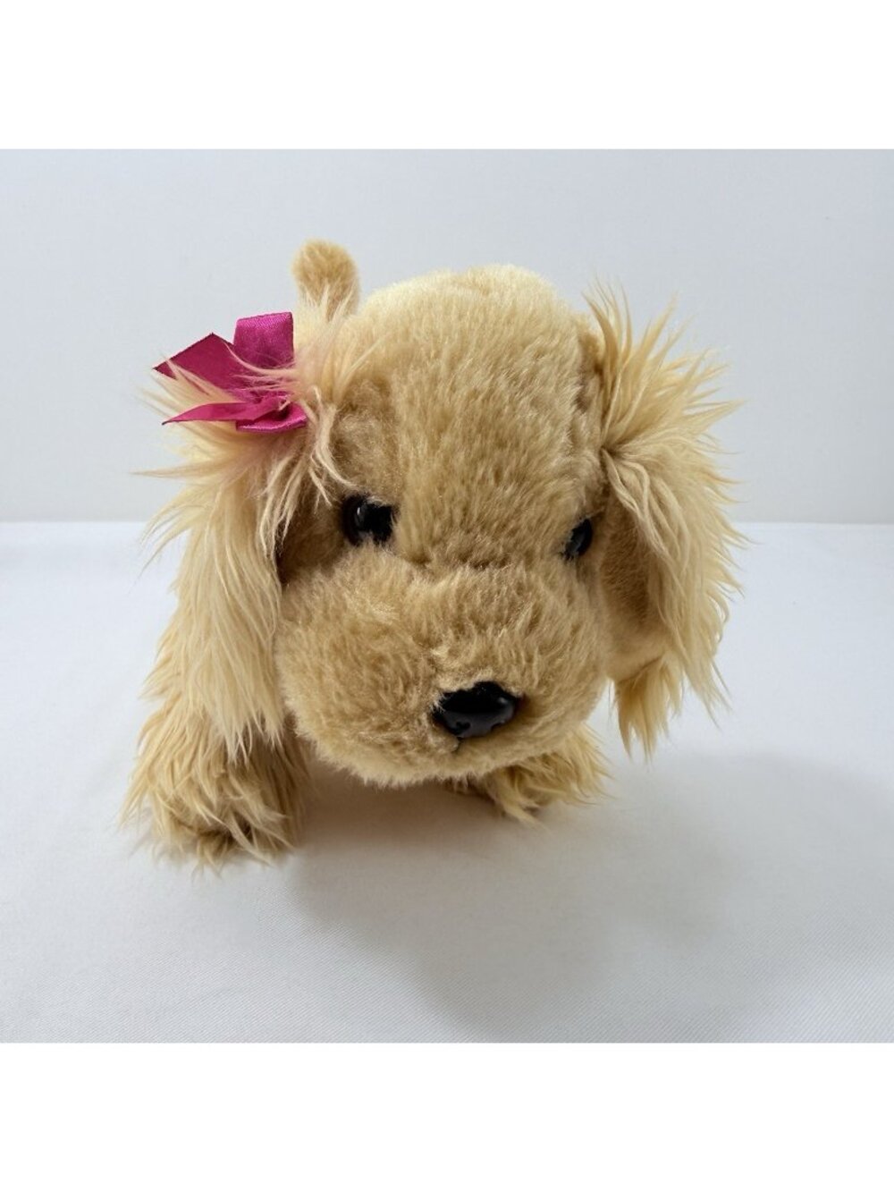 Battat Pucci Pups Golden Cocker Spaniel Dog Puppy Plush Toy Girl Pink Bow Fuzzy